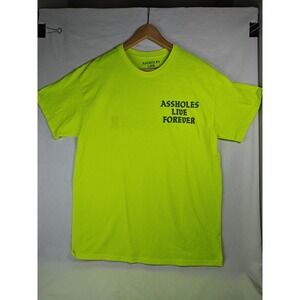 A$$holes Live Forever Neon Green Short Sleeve Men's Large Graphic T Shirt Tee‎